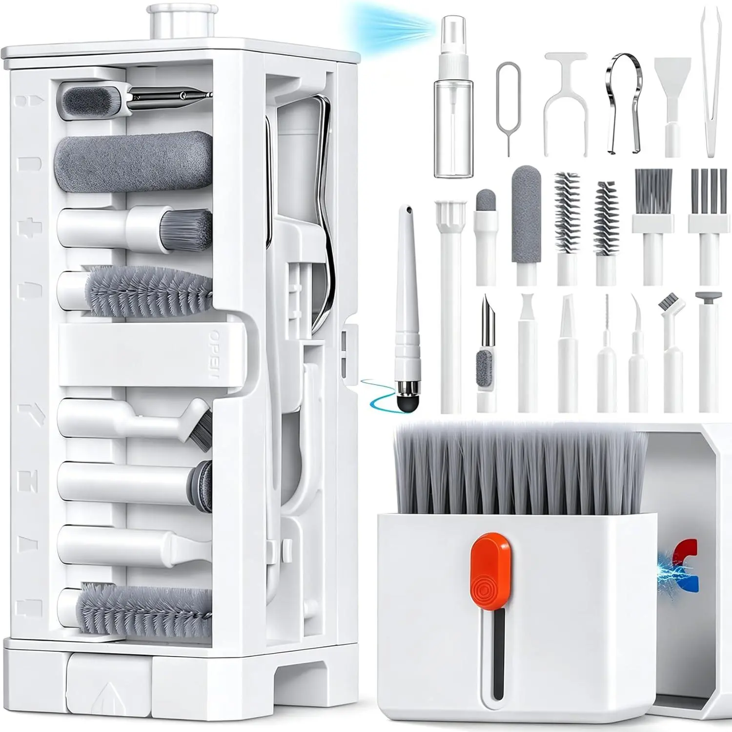 32 in 1 Cell Phone Cleaning kit with  Port Cleaner,Stylus Pen,SIM Tool,Keyboard Brush,Speaker Brush, Cleaning kit for ,AirPods,iPad,Keyboard,MacBook,Earbud,Camera Lens(White)