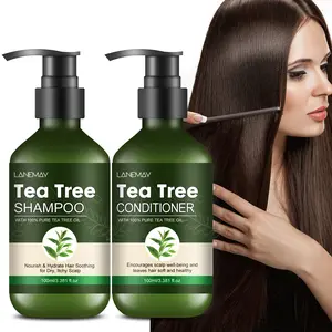 2pc Tea Tree Shampoo & Conditioner Set, Contains Pure Tea Tree Oil, Relieves Dandruff & Dry Scalp, Suitable for Men & Women