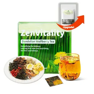 Dandelion Wolfberry Tea – Upgraded Version, Natural 7-Herb Blend, 15 Individually Wrapped 5g Pressed Tea Cakes LZ