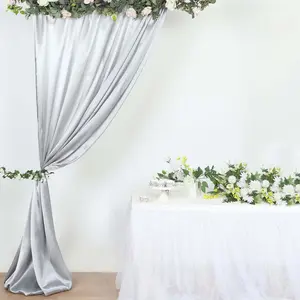 Silver Satin Backdrop Drape Curtain, Photo Booth Event Divider Panel - 8ftx10ft