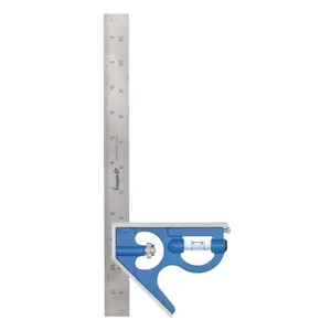 Combination Square, 12”, 45-90 Degree Marking, Stainless Steel