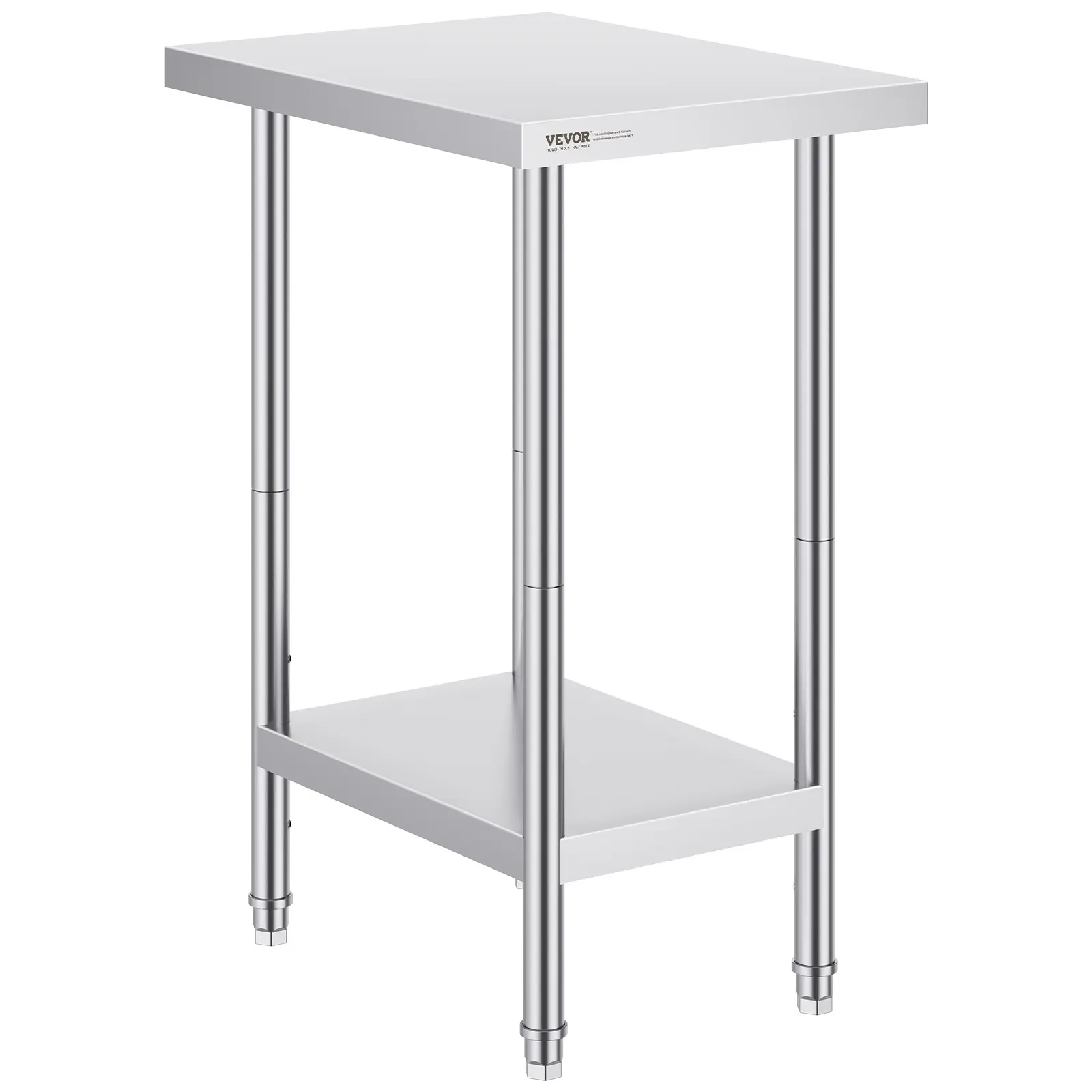 【DealsForYouDays】VEVOR Stainless Steel Prep Table - 24x18x34 in, 640 lbs Load Capacity, Heavy-Duty Smooth Metal Worktable with 3 Adjustable Height Levels & Adjustable Height Tray, Freestanding Storage Rack with Shelf, Commercial Kitchen Workstation