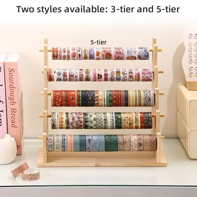 1pc Desktop Standing 3/5 Tier Staircase Storage Rack Display Riser, Durable Wooden for Adhesive Tapes, Stationery, Jewelry Display, Hair Accessories Organizer, Accessory Storage Rack