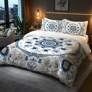 3-piece set of fresh and elegant printed duvet covers (1 duvet cover+2 pillowcases, without core), soft and comfortable bedding, suitable for bedroom, dormitory, and guest room home decoration, Decorative Duvet Cover