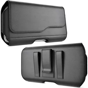 Holster for  17 Pro, 17, 16, 16e, 16 Pro, 15, 15 Pro, 14, 14 Pro, 13, 13 Pro, 12, 12 Pro - Leather Belt Case  Closure Pouch (Fits  Symmetry/Aneu Case)(Medium)
