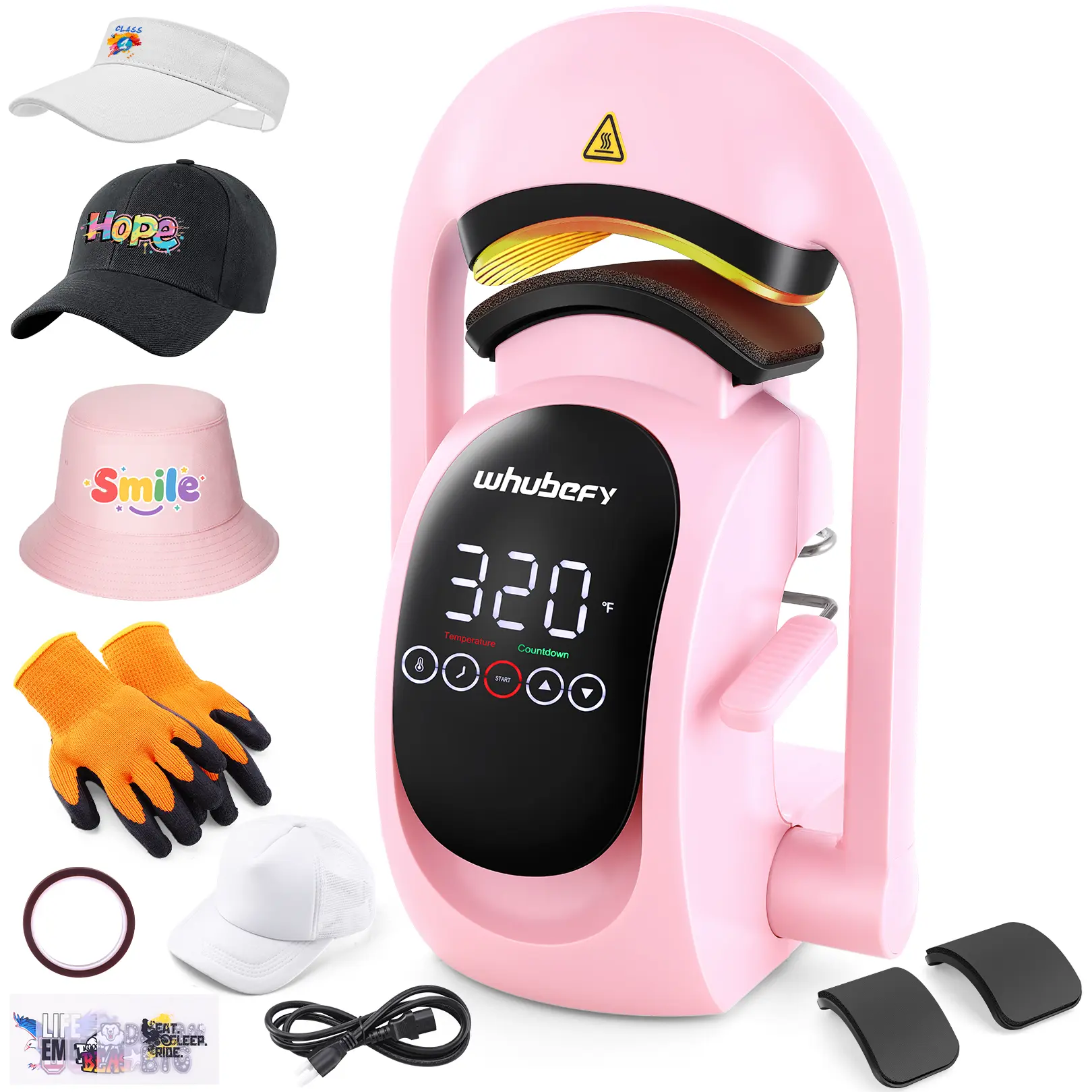 AKEYDIY Auto Hat Heat Press Machine with 3 Interchangeable 3-in-1 Platens, Automatic Open Release, Touchscreen Precise Time-Temp Control, Auto Reset Alert, Heat Transfer for DIY Sublimation Caps, Christmas Gifts, Household Appliances