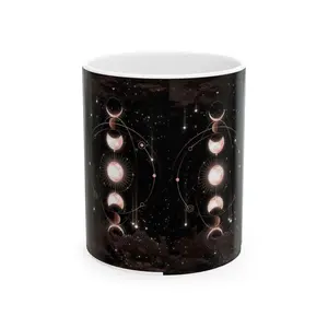 Moonlight Ceramic Coffee Mug 11oz/15oz Customizable Reusable Washable BPA Free Microwave Dishwasher Safe White Durable Drinkware with Stylish Aesthetic Design Beverage Tumbler