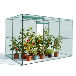 VEVOR Large Polyester Net Windproof Crop Cage, 9.5x6.36x6.36 ft Plant Protection Tent with Zippered Door, Ground Stakes, Easy-to-Install Outdoor Raised Bed Cover for Garden Tomatoes