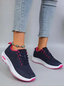 Women's Fashionable Lace Up Low Top Sneakers, 2024 New Style Casual Comfortable Breathable Lightweight Sports Running Shoes, All-match Basic Shoes for Daily Wear