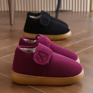 Brand Bdhjydb Middle-aged and Elderly Slippers for Men and Women |   Non-slip Rubber Sole, Indoor and Outdoor Wear, Warm Fleece-lined, Closed-back Grandpa Shoes, Solid Color, All-season