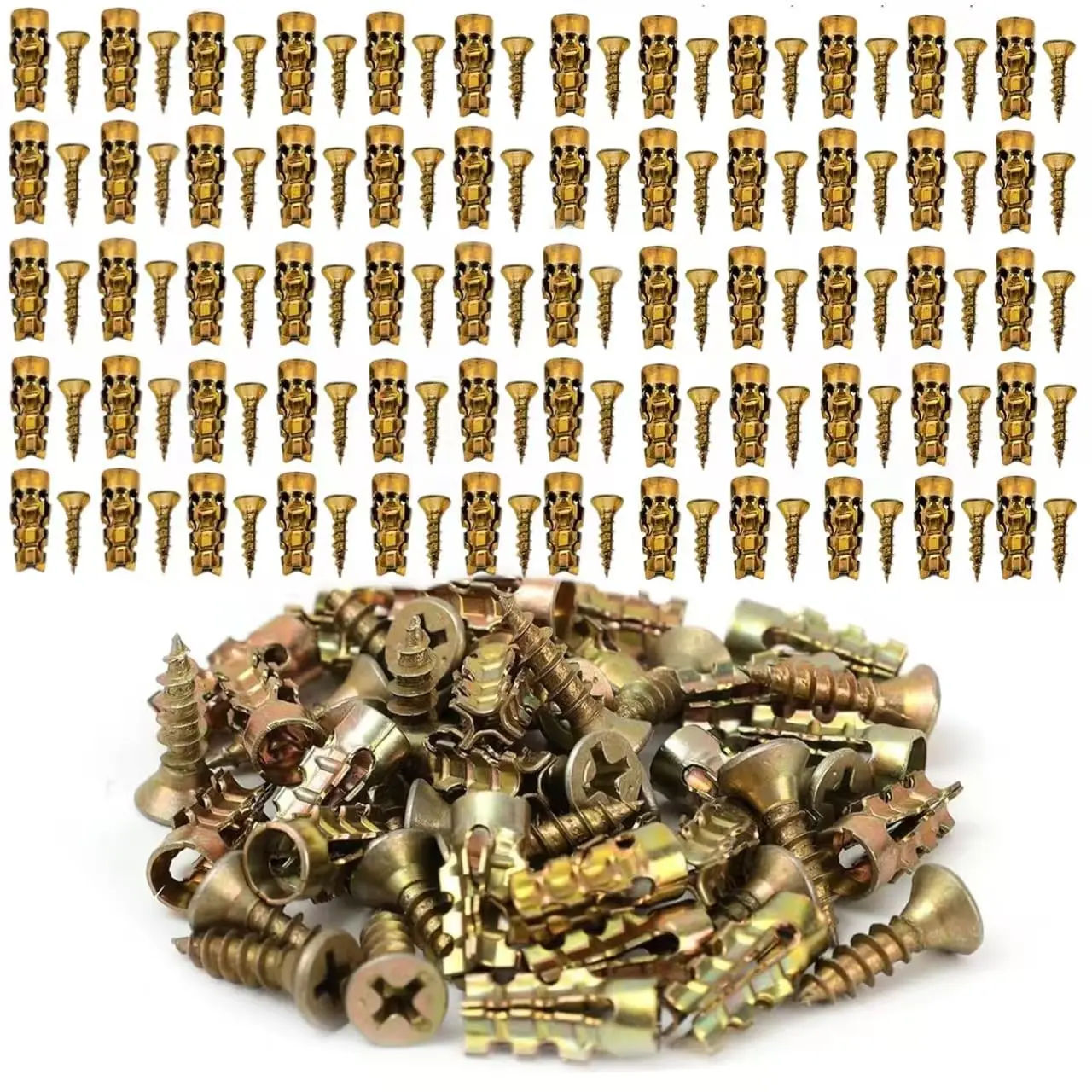 Stripped Hole Repair Expansion Anchor Kit, 60-120PCS Zinc Plated Wall Fasteners for Loose Cabinet Hinge Mounting