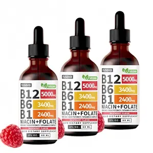 3x B12-B6 Liquid Sublingual B Complex Drops - 5000mcg B12 Methylcobalamin, 27200mcg Formula, Raspberry Oregano & Black Seed Oil, Magnesium Citrate Gummies, Peach Hydration Eye Vitamin for Energy Support