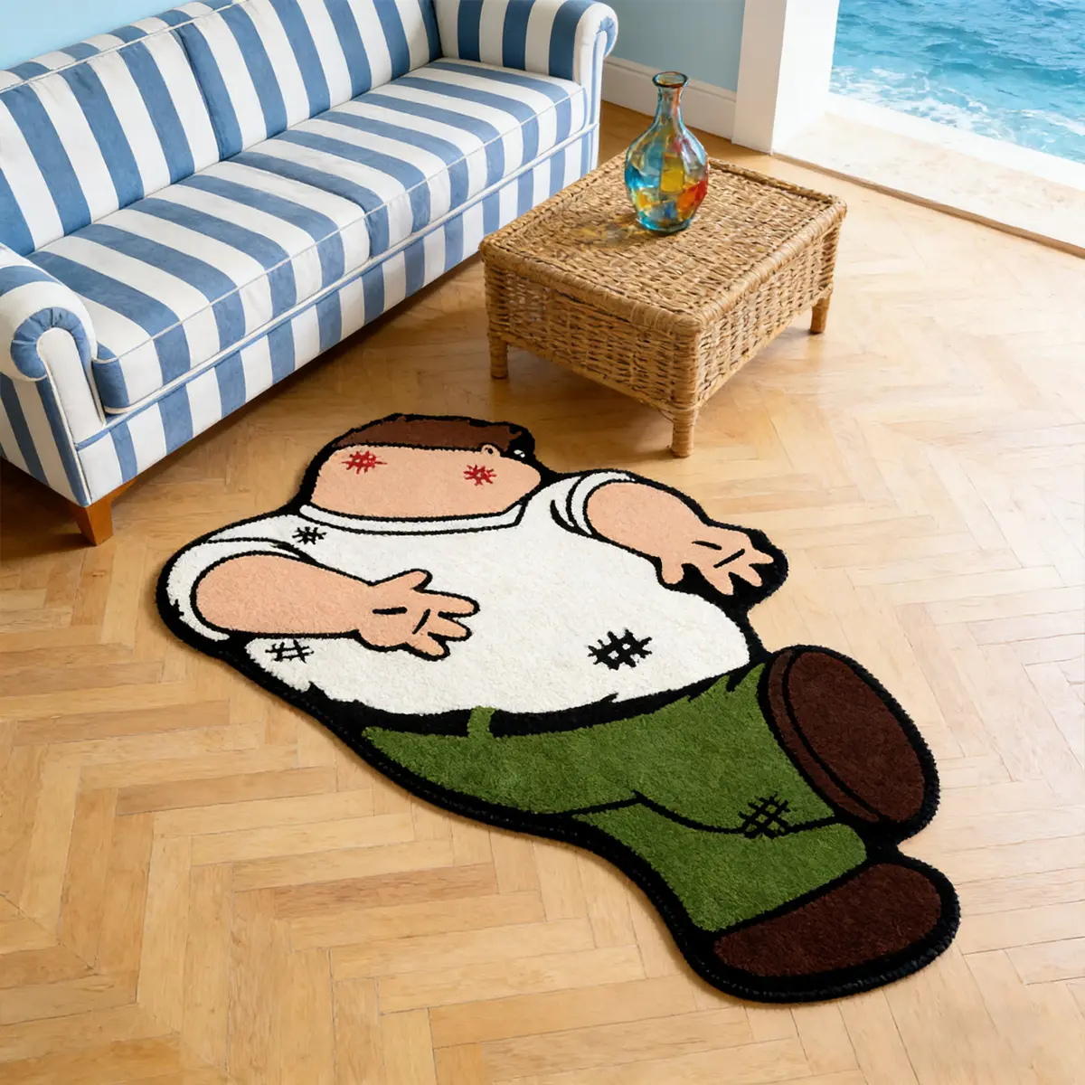 Creative Cartoon Character Plush Rug, Soft Comfortable Bedside Mat for Young Adults, Perfect for Living Room Bedroom Closet Vanity Area, Cartoon Pattern Rug, Decorative Rug, Home Decor Rug, Indoor Rug