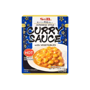 S&B Japanese Microwaveable Curry Sauce - Spicy Flavor, 210g, Ready-to-Eat with Vegetables