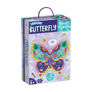 Peaceable Kingdom Butterfly Floor Puzzle — 53-Piece Shaped Puzzle for Ages 3+