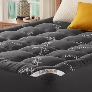 【Summervibes】BEDLORE Bamboo Mattress Topper, Thicken Pillow Top Pad for Comfy Mattresses, Cooling Mattress Cover with 6-18" Deep Pocket, Pressure Relief Bedding Protector for Home & Hotel
