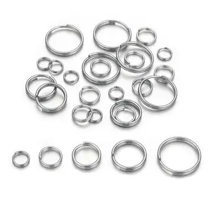 100pcs 6/8/10/12/15mm Stainless Steel Double Key Ring Connectors Round Wire for DIY Keychain Jewelry Making Material Accessories