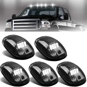 DIBMS Smoke Lens Rooftop Cab Clearance Light Kit for Pickups, Ford, Dodge, Ram, GMC, Toyota, Vans, SUV & POV Vehicles - 5 White LED Lights