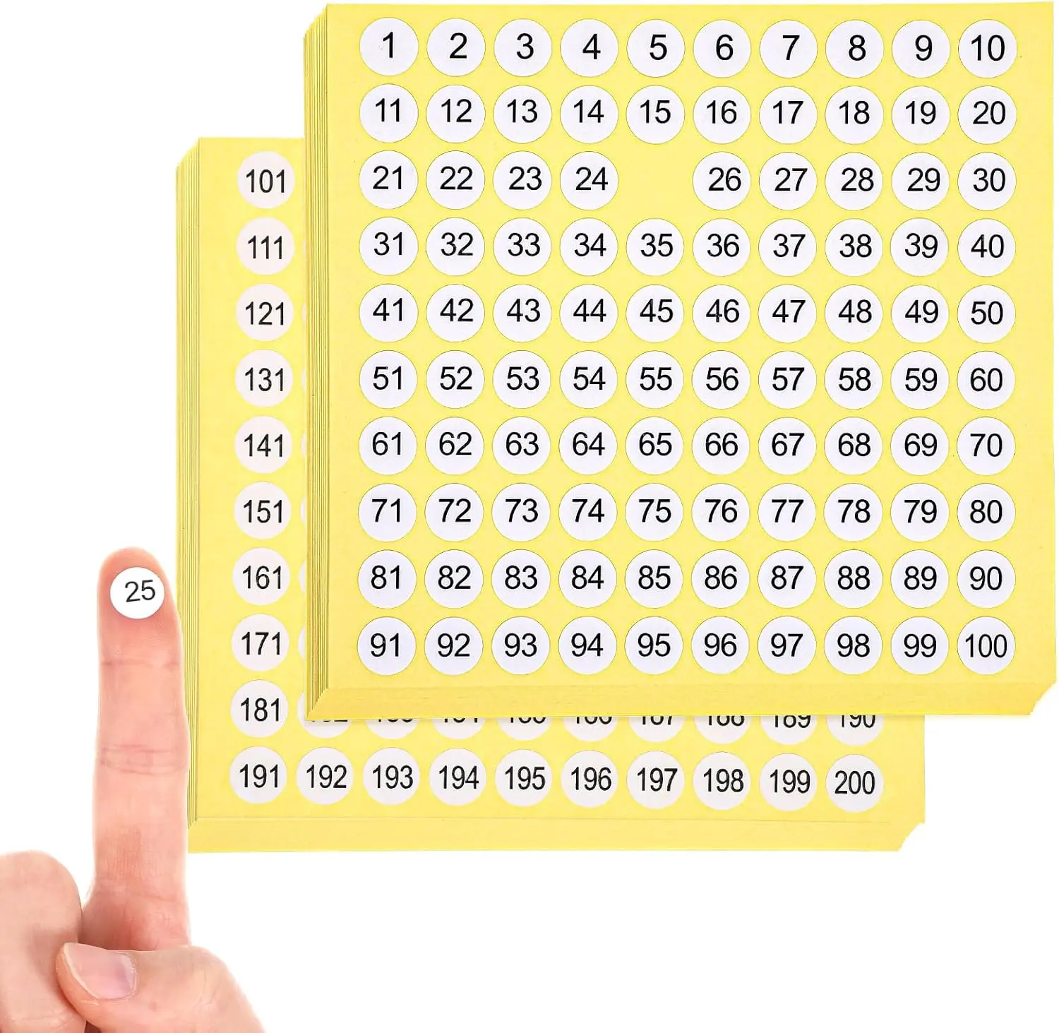 Numbered Round Shape Self-Adhesive Plastic Waterproof Stickers - 3000 Pcs, 15 Complete Sets (1-200 Consecutive Labels), 30 Sheets, 0.4in (1cm) Durable, Maintains Adhesion for Years, No Fading/Peeling for Office Stationery Labeling