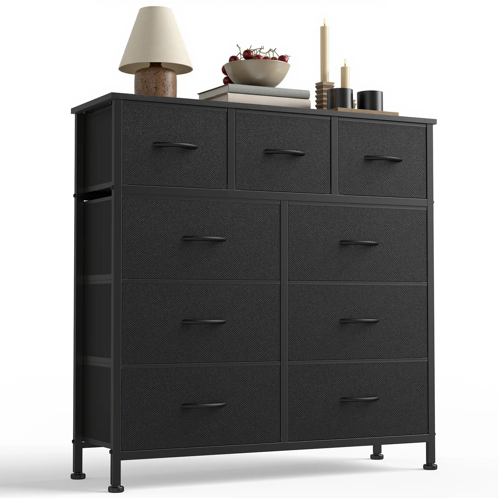 Sweetcrispy 9-Drawer Furniture Dresser - New Color, Steel Frame with Wood Top, Bedroom Organizer, Closet Organization Storage Organizer, Ideal for Bedroom, Closet