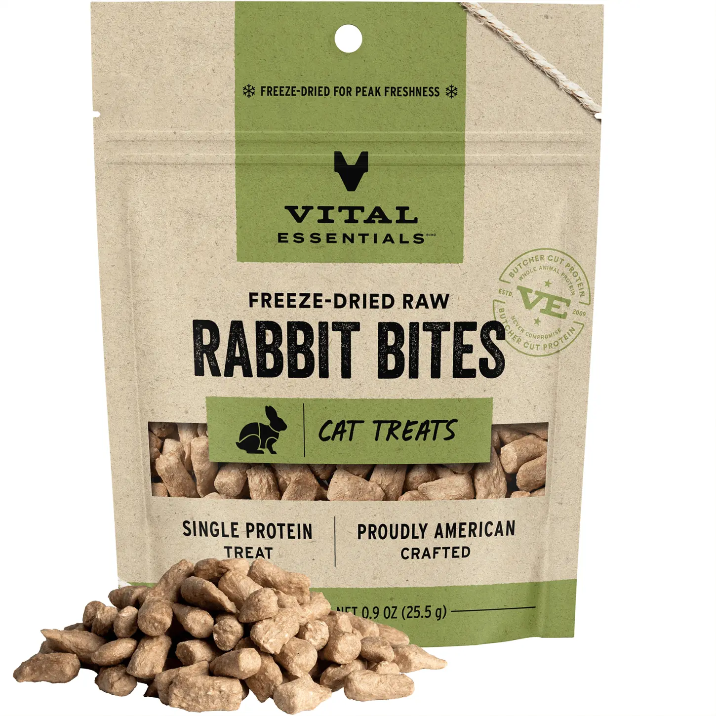 Vital Essentials Freeze Dried Raw Cat Treats, Rabbit Bites, 0.9 oz | Single Ingredient Cat Treats | Grain Free, Gluten Free, Filler Free