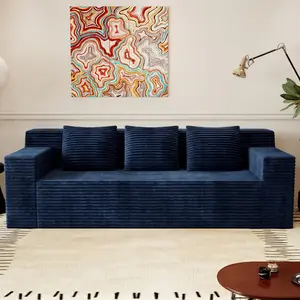 71" 3-Piece L-Shape Cloud Sofa Sectional, Corduroy Fabric Boneless Couches with Deep Seat, Modern Minimalist No-Assembly Sofas for Living Room, Cozy Comfy Loveseat for Bedrooms, Indoor Furniture