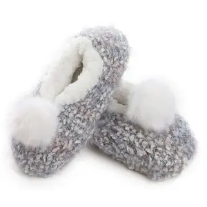 MeMoi Women's Plush Pom-Pom Knit Slippers