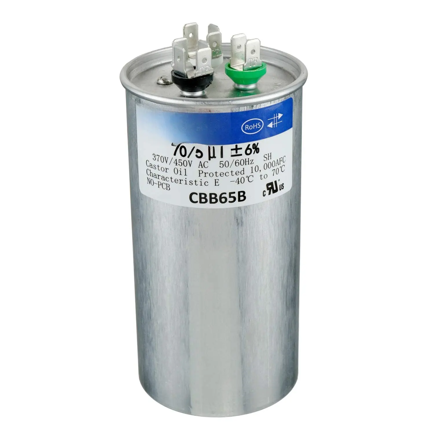 70+5uF 70/5MFD +-6% 370V/440V CBB65 Dual Run Circular Start Capacitor for AC  Run or Fan Start or Condenser Straight Cool or Heat Pump air Conditioner
