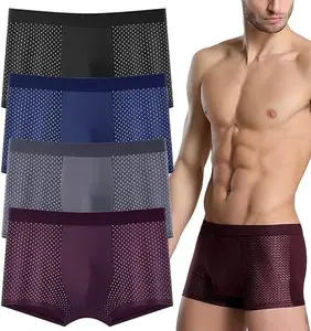 4-Pairs Mesh fashion underwear super cool popular breathable temptation comfortable non-marking men's underwear men's youth sports mesh breathable boxer shorts head mesh underwear Men's ComfortSoft Moisture-Wicking Cotton stretchy men Fathersdaygift Athle