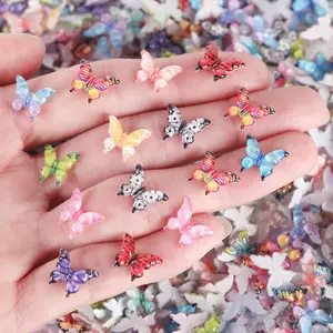 50pcs Mini Resin Butterfly Series Decorations, Suitable For Nail Art, Scrapbook, Hairpin, Christmas Crafts, Home Decoration, Corridor Decoration, Office Decoration, Garden Decoration, Scene And Wedding Decoration Colorful Insect Theme Ornaments