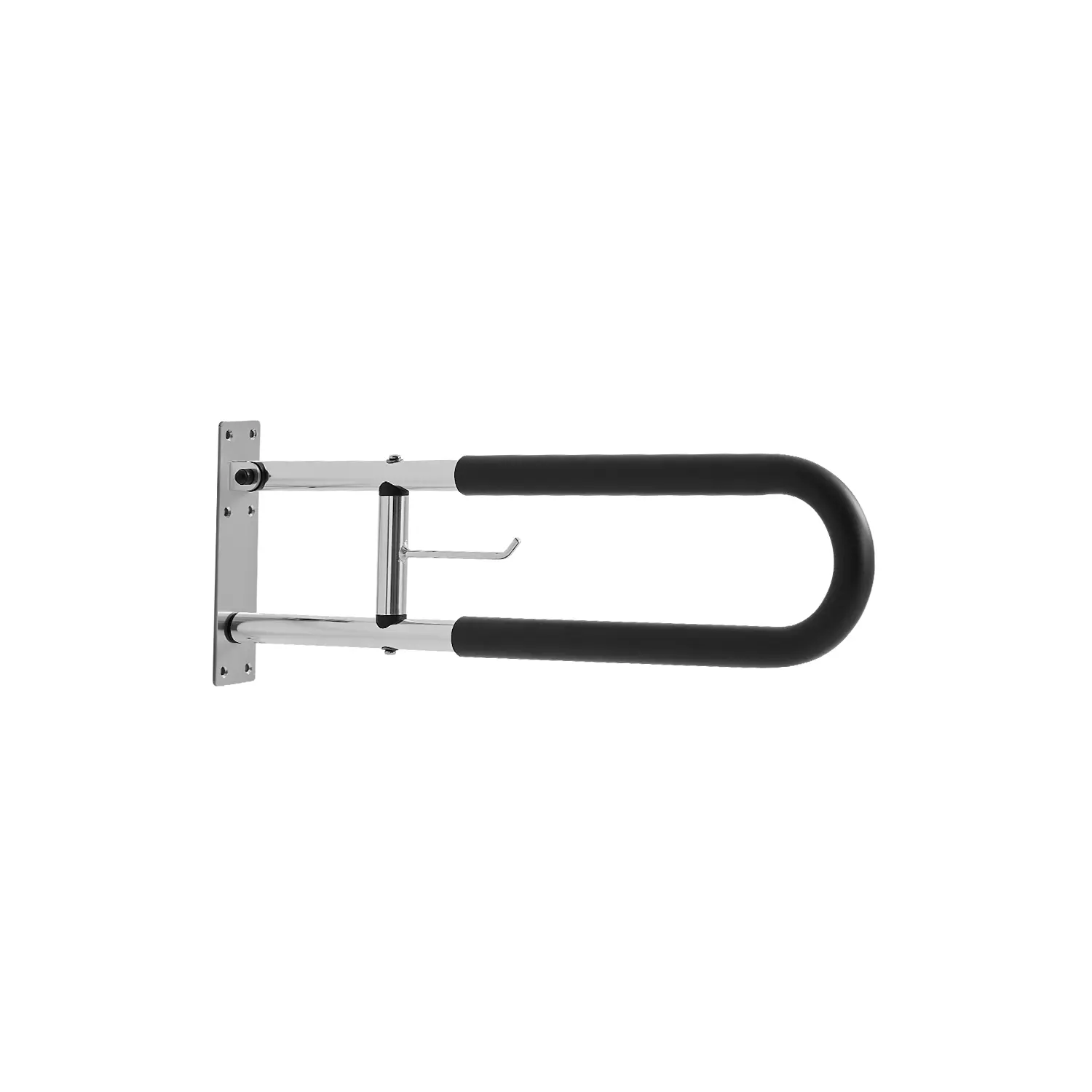 【Summerfinds】VEVOR Home Shower Indoor Bathroom Safety Rail - 30 in U-Shaped Anti-Slip Aluminum Grab Bar, 0°–90° Rotation Functionality, Fold-Up Saves Space, 300 Lbs Load Capacity, Wall-Mount Aid with Paper Holder for Seniors