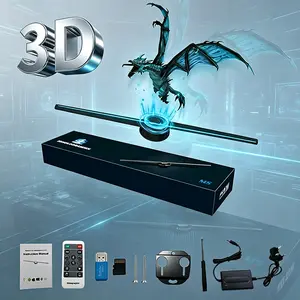 42CM 16.5 Inch 3D Hologram Projector Fan, Smart LED Advertising Display with Remote, Bluetooth & WiFi, 1500 Built-in Videos for Bar, Business Events, Halloween & Christmas Decoration