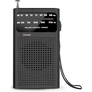 Small Radios Portable AM FM, Transistor radios 2AA Battery Operated with Best Reception, Radio with Speaker & Headphone Jack, Pocket Radio for Indoor, Outdoor and Emergency Use(Black)