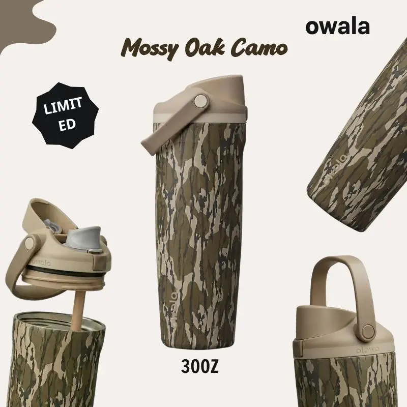[Limited] Owala Mossy Oak Camo 30oz Freesip Sway Tumbler, special edition, 24-hour insulation, Durable Stainless Steel Reusable Water Cup with Straw for Adventure and Everyday Hydration