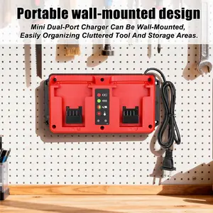 Beytvyow tools 18V Battery Dual Charger Station, 2 Ports Compatible with Milwaukee M18 18V Batteries, Mini Multi‑Voltage Charger Input 100–240 V outdoorfun Replacement Pack Organizing fathersdaygift