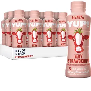 fairlife YUP! Low Fat, Ultra-Filtered Milk, Very Strawberry Flavor, All Natural Flavors (Packaging May Vary), 14 Fl Oz (Pack of 12)