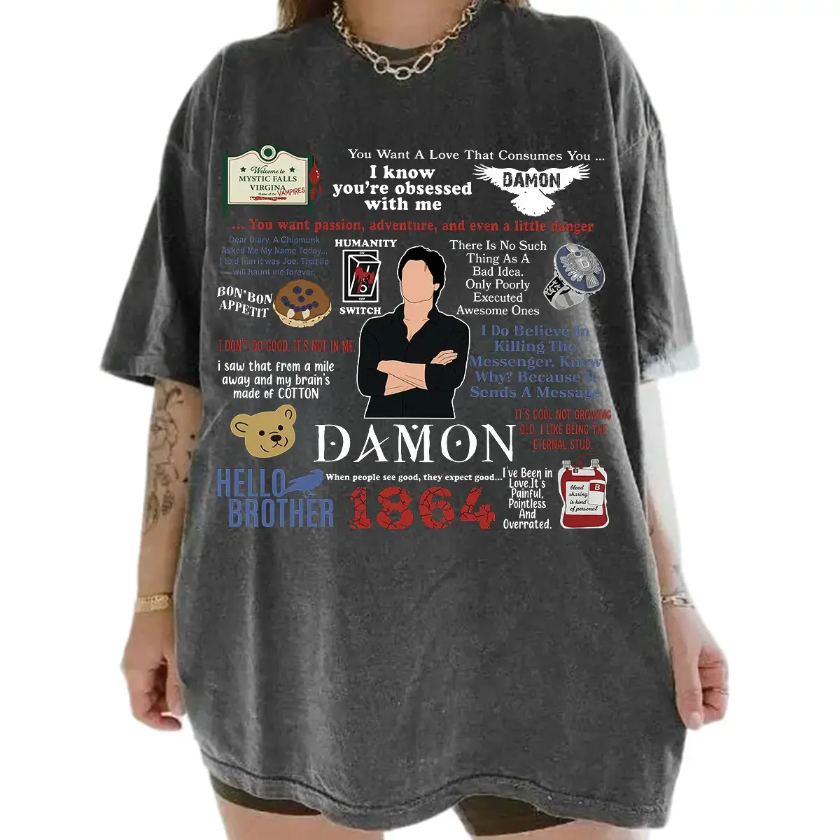 Damon Quotes TVD Vampire Movie T-Shirt, Damon Salvatore Quotes Shirt, Vampire Team Damon, Hello Brother Shirt, Gift For Women, Gift For Man