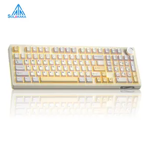 SOLAKAKA KI99 Pro 96% Wireless Mechanical Gaming Keyboard RGB Backlit Tri-Mode Hot-Swappable Gasket Structure Creamy Beige White for PC Laptop FallFreshness