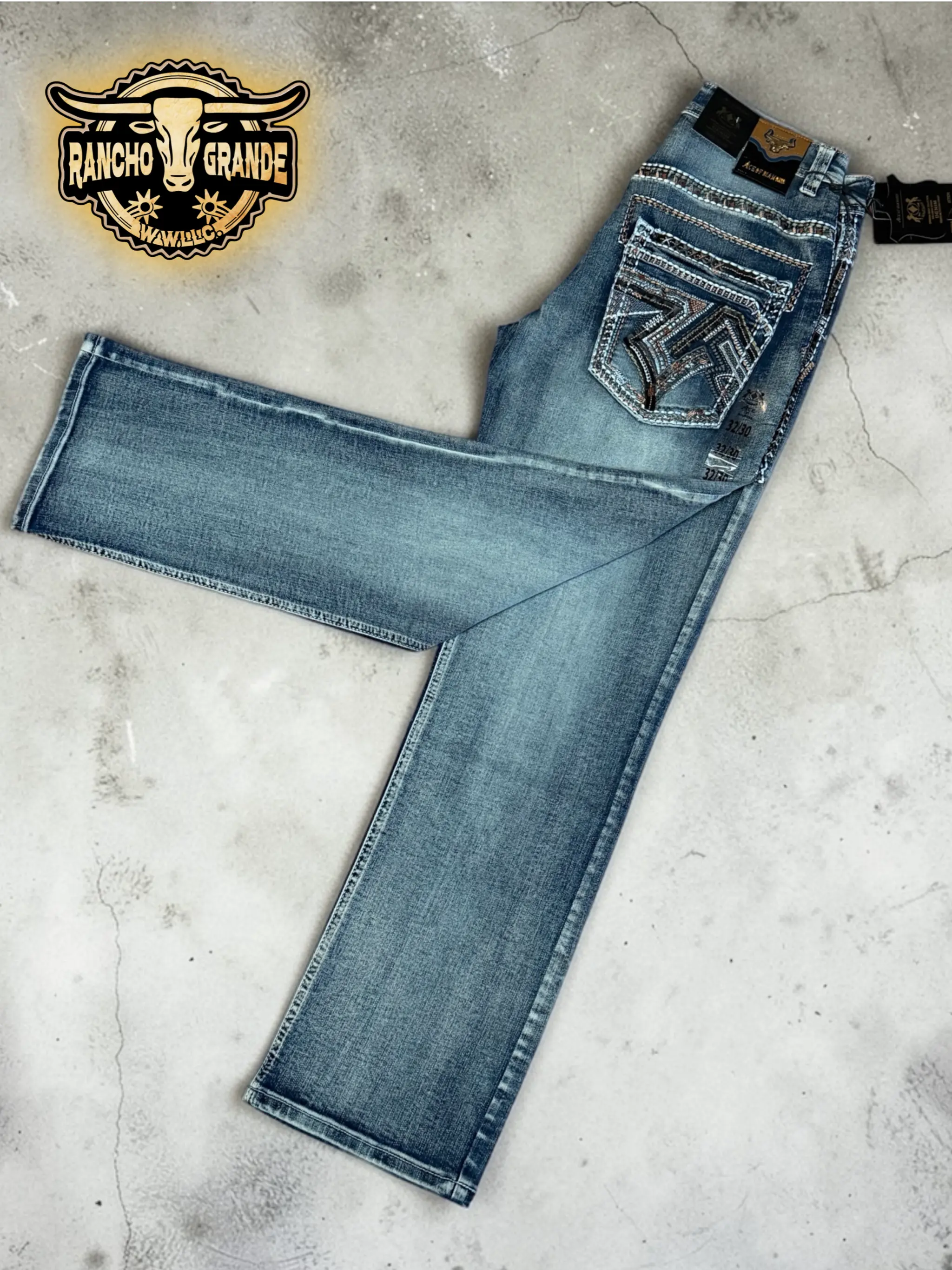 Ace - 1480 M Blue men's Western Cowboy jeans Straight fit Boot Cut / Pantalon vaquero para Hombre corte recto ideal para Bota