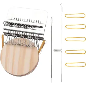 Small Loom Speedweve Type Weave Tool,darning Loom Quickly Mini Mending Convenient Darning Loom for Mending Jeans Socks Clothes Loom Machine Makes Beautiful Stitching Diy Weaving Arts (14 Hooks)