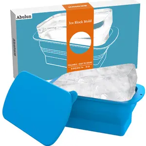 Abulun silicone extra large ice block molds with lid -8LB big ice cube -water chiller for cold plunge -prefect partner for ice bath tub -ice baths at home with ice barrel