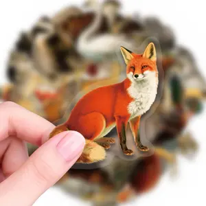 56pcs Animal-Themed Stickers- PET Transparent Stickers, Nature theme, Suitable for Water Bottles, Luggage, refrigerator, Computers, Phones, Scrapbooks, Mirrors, Wardrobe, etc, Decorative Stickers