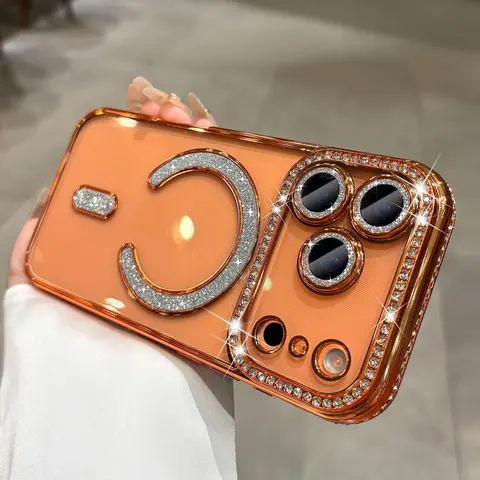 Luxury Glitter Brick and Stone Magnetic Protective Phone Case Accessories for iPhone 17/17 Air/17 Pro/17 Pro Max Protection