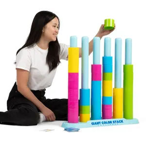 Giant Color Stack Challenge By Relatable - The Ultimate Jumbo Brain Teaser & Strategy Game -  Includes 50 Puzzles For Indoor/Outdoor Play, Perfect Yard Game For Ages 6 And Up