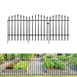Arifaro Metal Garden Fence Panels   36" H x 11.6 Ft L(4 Panels + 1 Gate) ,Garden Accessories No Digging Decorative Garden Border Fence, Garden Raised Bed Rust-Resistant Black Landscape Edging for Flower Beds, Yard, Patio Garden Decor