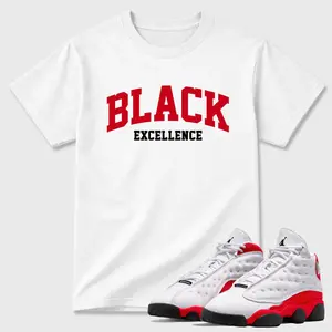 Unisex T-shirt To Match Sneakers Jordan 13 University Red - Varsity Black Excellence. 100% Cotton for Casual Wear. Comfortable Summer Unisex T-Shirt to match Jordan Sneaker. Streetwear Style. urban outfitters