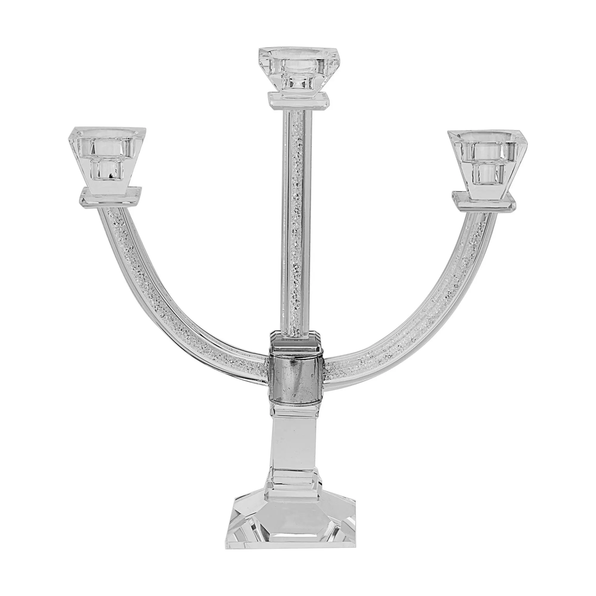 Copa Judaica Crystal Candlestick with Silver Cr ushed Stones Copa Judaica Crystal Candlestick with Silver Cr ushed Stones