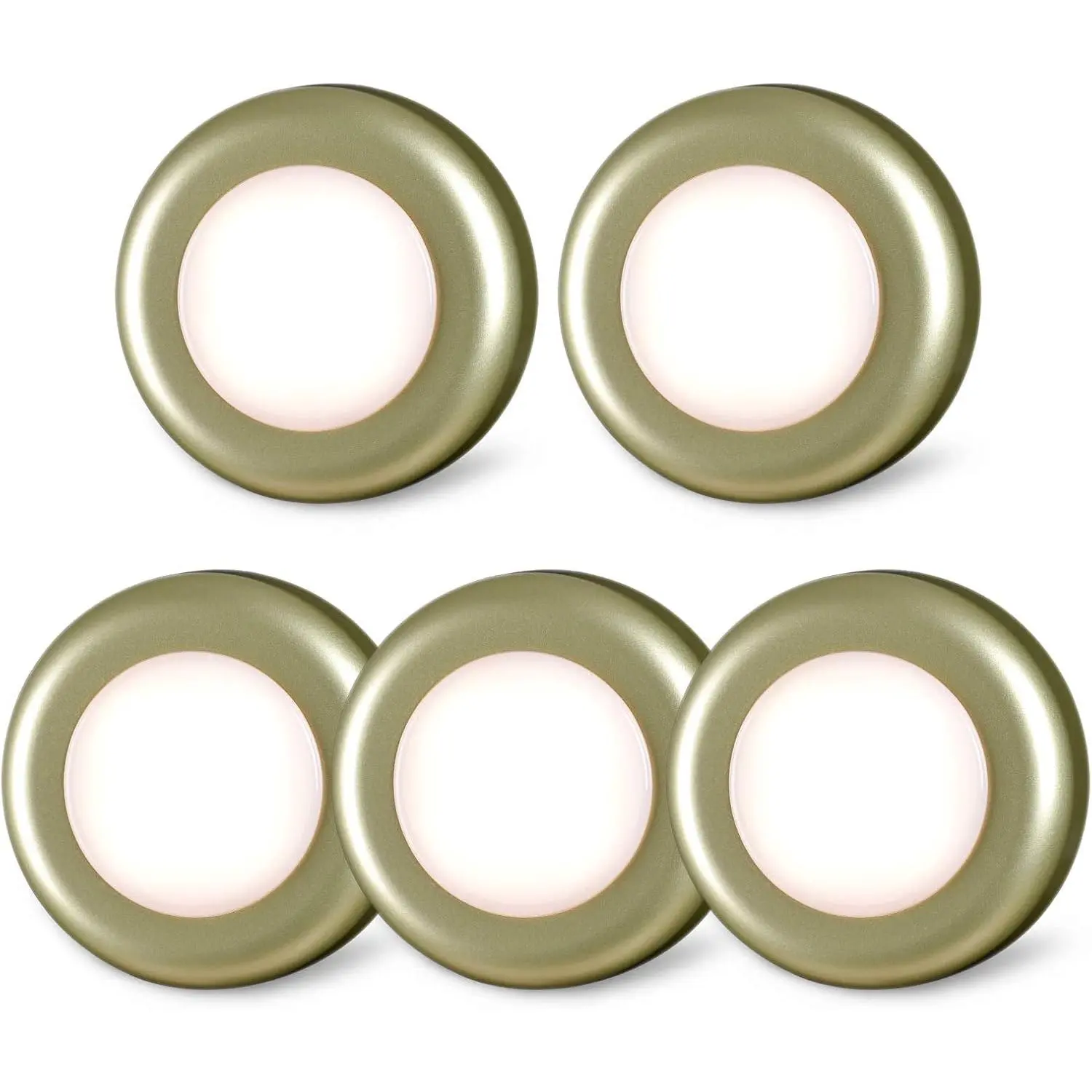 5-Pack 2.8" Plastic LED Adhesive Push Tap Lights - AAA Battery-Operated Stick-On Touch Puck Lamps with Soft Glow, Ideal for Dollhouse, Drawer, Bathroom, Seniors, Classroom (Batteries Not Included, Packs Sold Separately)