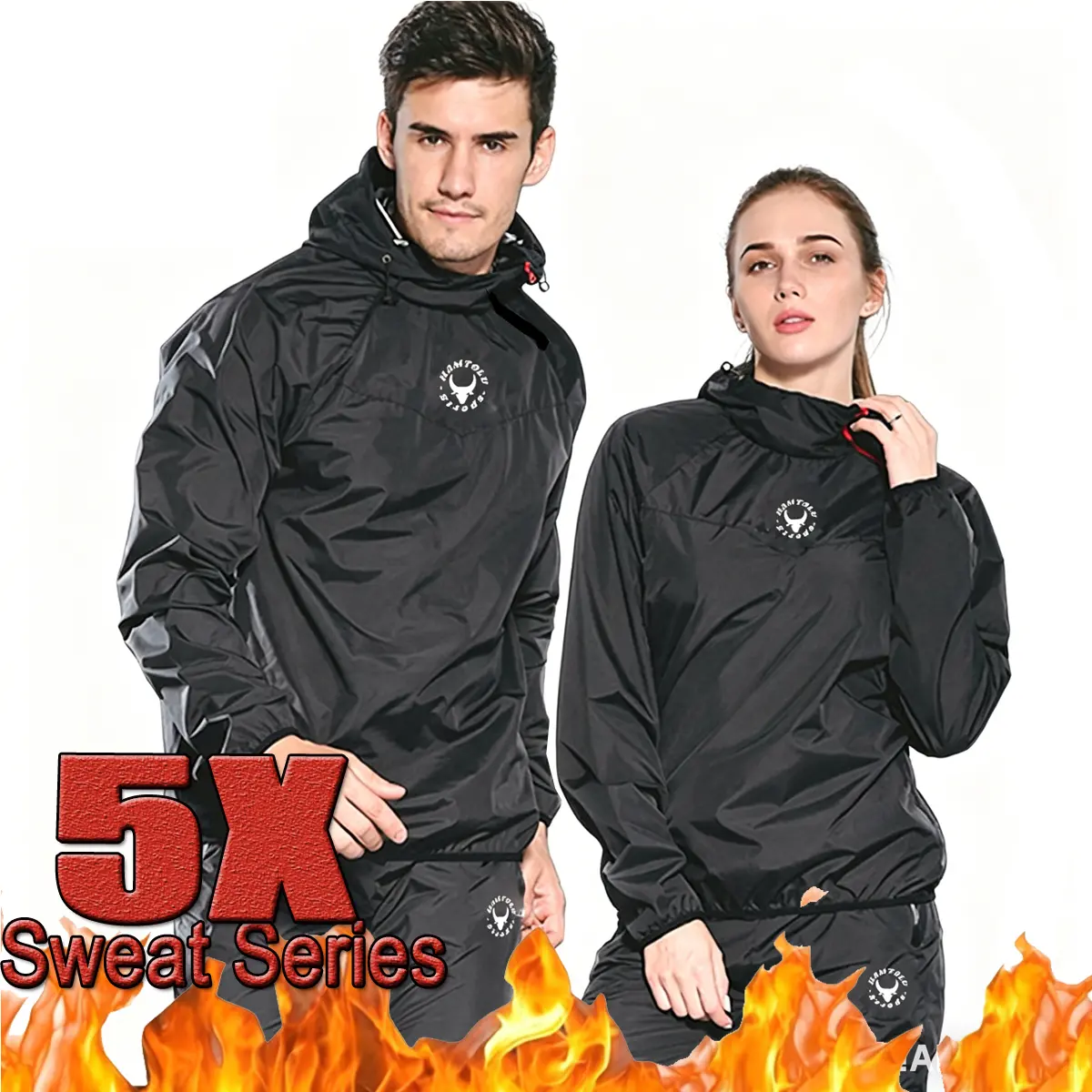 HAMTOLU Unisex Sauna Suit SportswearSweat SuitBoxing Exercise Jacket and PantsFitness Training ClothesOutdoorfun AthleticWorkout Women Men Gym Outfits