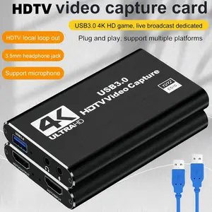 ACHAVE 4K HDMI Game Capture Card 1080P 60FPS USB 3.0 for Streaming PS4 PC OBS Camera Compact Aluminum Alloy Device with 3.5mm Audio Port
